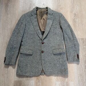 Harris Tweed Men's 40R Beige Handwoven Scottish Wool Blazer‎ Sports Coat Jacket